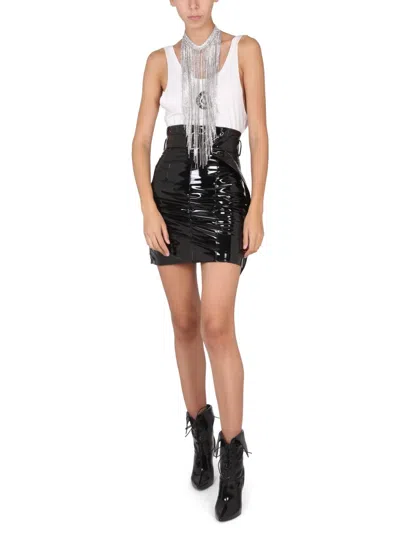 Philosophy Di Lorenzo Serafini Belted Faux Patent-leather Mini Skirt