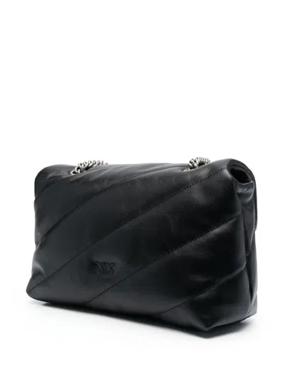 Pinko Mini Love Puff Maxi Quilt Leather Crossbody Bag In Black