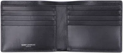 Saint Laurent Logo-plaque Leather Wallet In Black