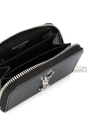 Saint Laurent Black Zipper Around Wallet