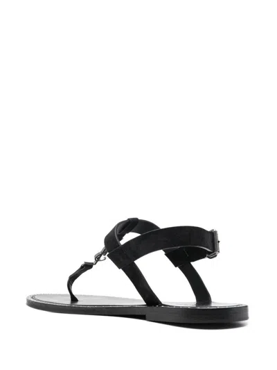 Saint Laurent Cassandra Flat Sole Metallic Toe Strap Sandals
