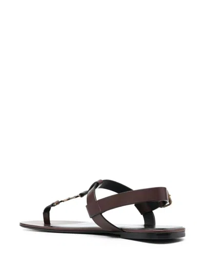 Saint Laurent Cassandre Logo-embellished Leather Sandals