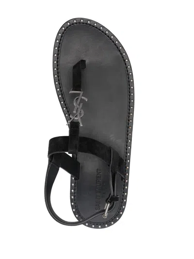 Saint Laurent Cassandra Flat Sole Metallic Toe Strap Sandals