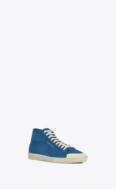 Saint Laurent Blue Sl 39 Court Classic Logo Mid Top Sneakers