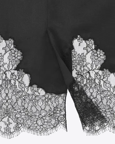 Saint Laurent Lace-accented Satin Mini Dress