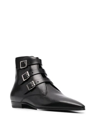 Saint Laurent Black Gothic Manito Boots For Men