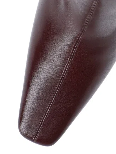 Saint Laurent Jill 75 Booties In Smooth Leather Shoes In Brown