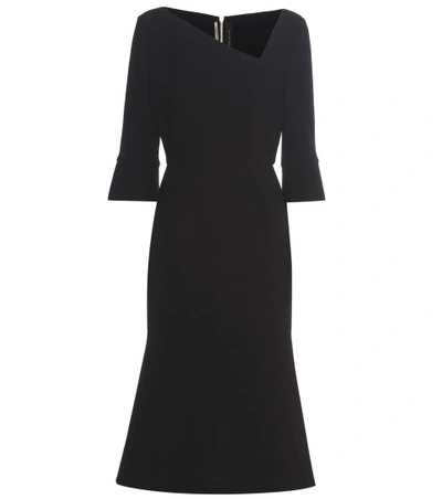 Shop Roland Mouret Dagnall Wool Crêpe Dress In Llack