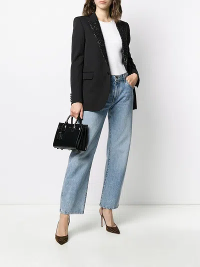 Saint Laurent Small Black Leather Handbag With Accordion Sides For Women