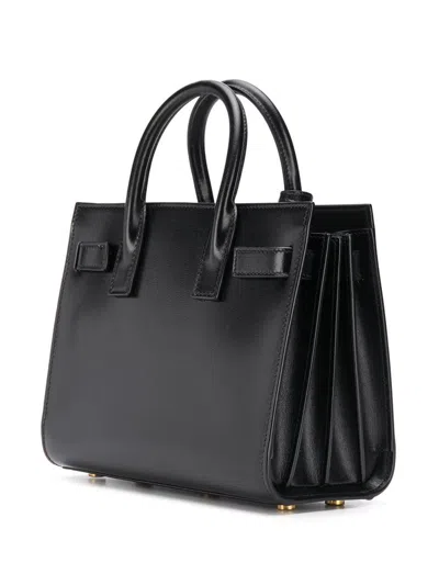 Saint Laurent Small Black Leather Handbag With Accordion Sides For Women