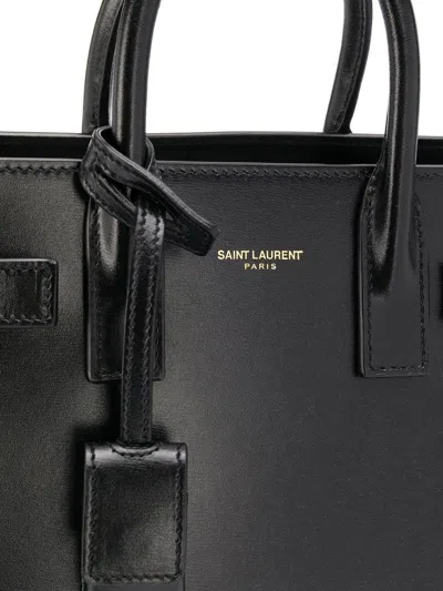 Saint Laurent Small Black Leather Handbag With Accordion Sides For Women