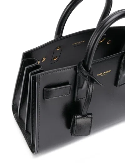 Saint Laurent Small Black Leather Handbag With Accordion Sides For Women