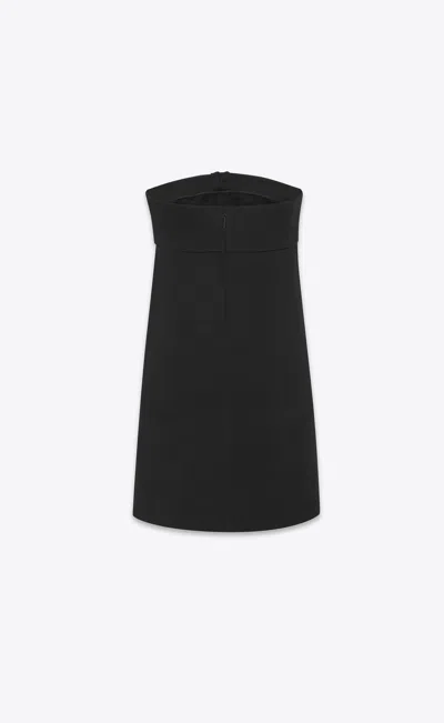Saint Laurent Black Bowl-detail Strapless Minidress In Viscose Woman
