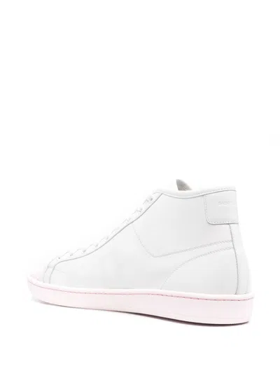 Saint Laurent White And Pink Sneakers For Men In Calf Leather