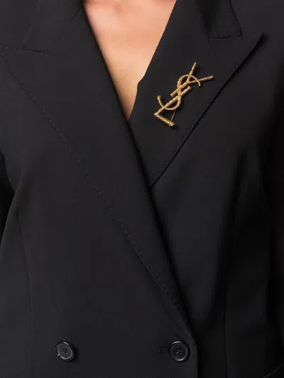 Saint Laurent Paris Women Cassandre Twisted Stripe Metal Brooch