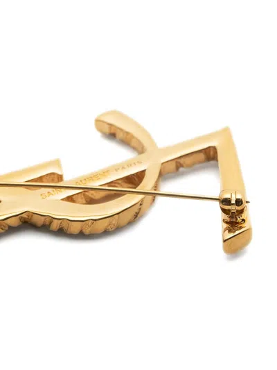 Saint Laurent Paris Women Cassandre Twisted Stripe Metal Brooch