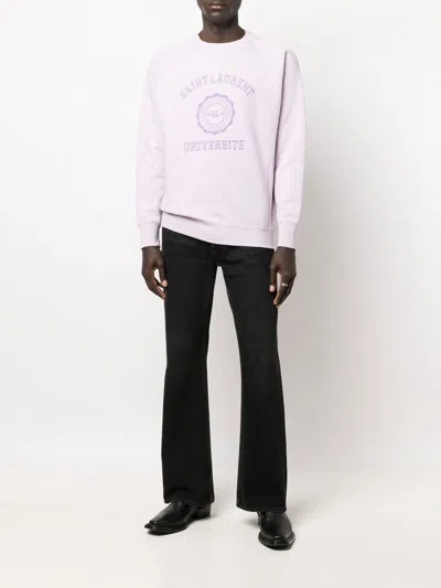 Saint Laurent Lilac Oversized Empellished Sweatshirt For Men
