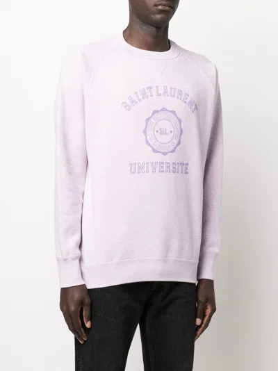 Saint Laurent Lilac Oversized Empellished Sweatshirt For Men