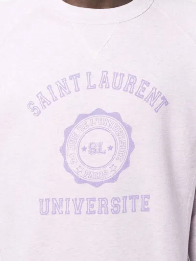 Saint Laurent Lilac Oversized Empellished Sweatshirt For Men