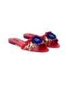 DOLCE & GABBANA Pompom Embellished Leather Slides