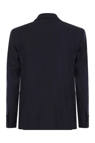 Tagliatore Single-breasted Wool Jacket With Lapel Collar In Blue