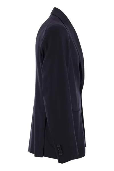 Tagliatore Single-breasted Wool Jacket With Lapel Collar In Blue