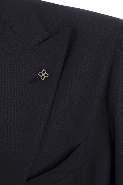 Tagliatore Single-breasted Wool Jacket With Lapel Collar In Blue