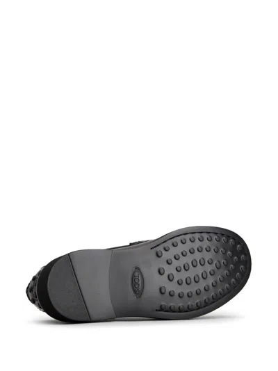 Tod's Block Heel Loafers Penny Strap In Black