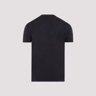 Tom Ford White Crewneck T-shirt With Tf Embroidery In Lyocell And Cotton Blend Man