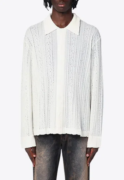 Séfr Ignacio Cotton Linen Checked Long Sleeve Shirt In White