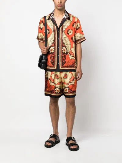 Valentino Straight-leg Floral-print Silk-twill Bermuda Shorts