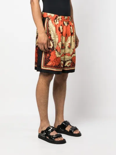 Valentino Straight-leg Floral-print Silk-twill Bermuda Shorts