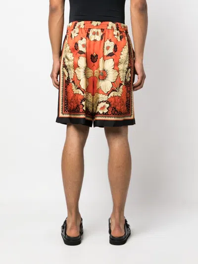 Valentino Straight-leg Floral-print Silk-twill Bermuda Shorts