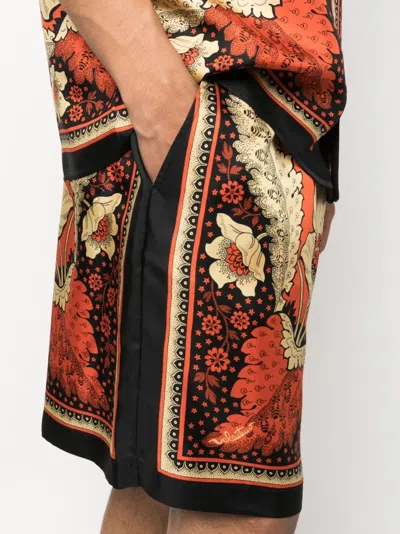 Valentino Straight-leg Floral-print Silk-twill Bermuda Shorts