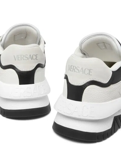 Versace White And Black Sneaker With Inserts And Chunky Sole In Leather Man