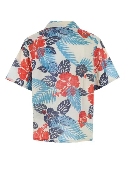 Prada Short-sleeved Printed Cotton Shirt In Multi
