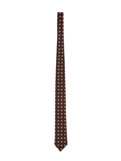 Zegna Slim Jacquard Silk Tie With Square Pattern