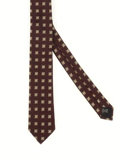 Zegna Slim Jacquard Silk Tie With Square Pattern