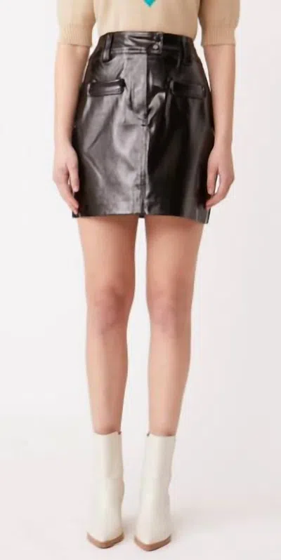 Suncoo Frankie Leather Mini Skirt In Black In Black