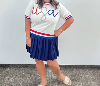 2.7 August Apparel Tennis Skort In Navy In Blue