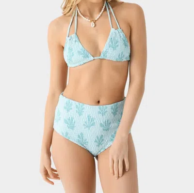 Citrine Allie Smocked Bikini Top In Mint Reef In Multi