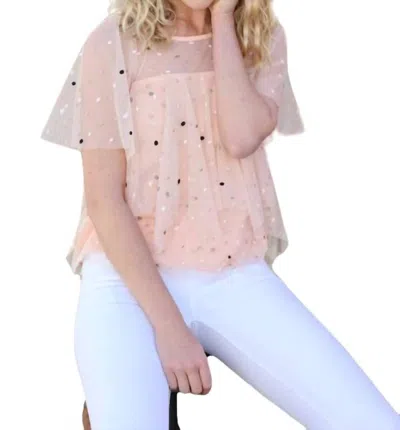 Eva Franco Tiered Polka Dot Top In Beige