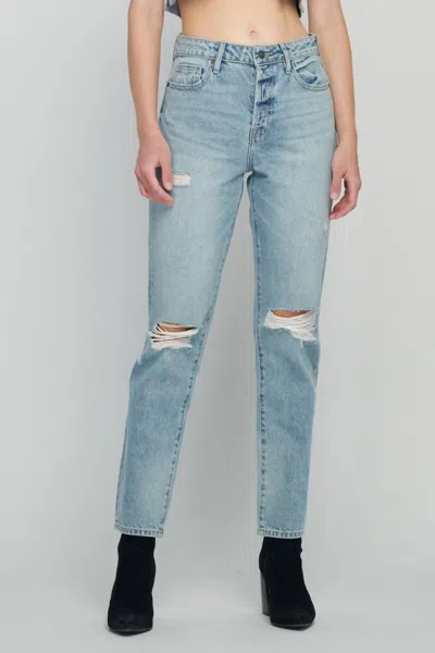 Hidden Karson High Rise Straight Crop Jean In Light Wash In Blue