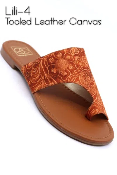 Everglades Women's Lili 4 Sandals In Tooled Leather Canvas In Multi