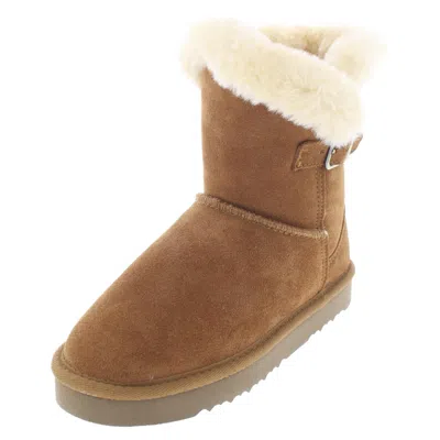 Style & Co Kalliees Womens Suede Faux Fur Ankle Boots In Pink