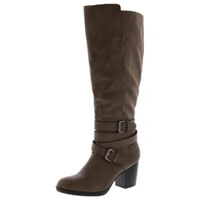 Style & Co Jomaris Womens Mixed Media Block Heel Boot In Grey