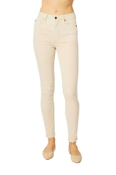 Shop Judy Blue Sculpted Tummy Control Skinny Jeans In Bone In Beige
