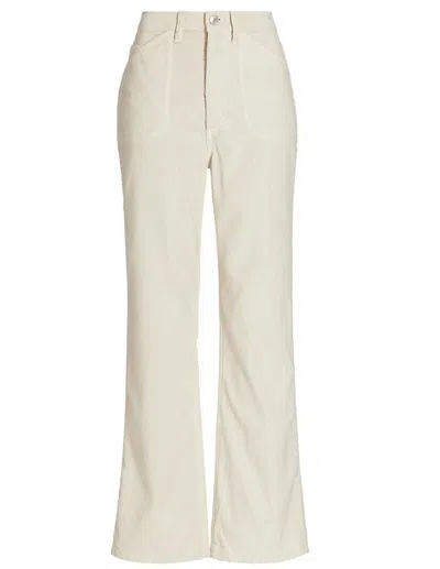Re/done Women 70s Pocket Loose Flare Pants Corduroy In Off White In White