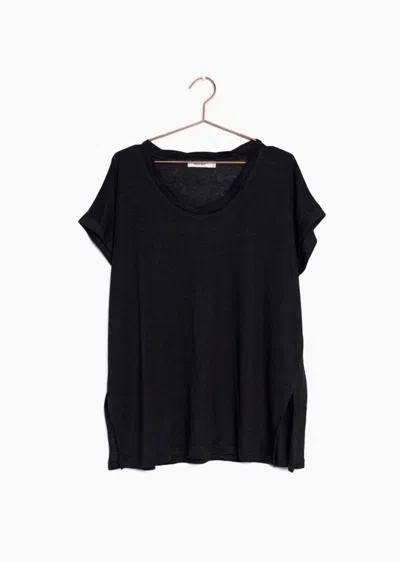 Mod Ref Women's Linen Knit Top In Black In Black