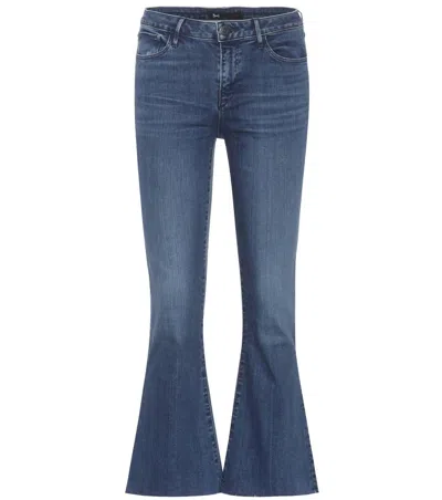 3x1 Women's W25 Midway Extreme Cropped Jeans Fringed Edges Denim Pants In Blue In Blue